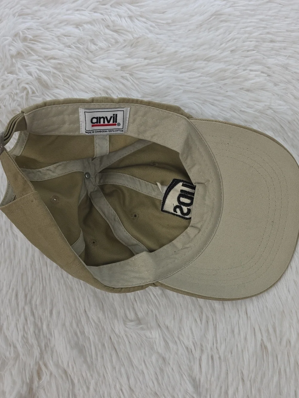 Vintage 90s Anvil UPS Shield Logo Strapback Dad Hat Khaki Tan Onesize